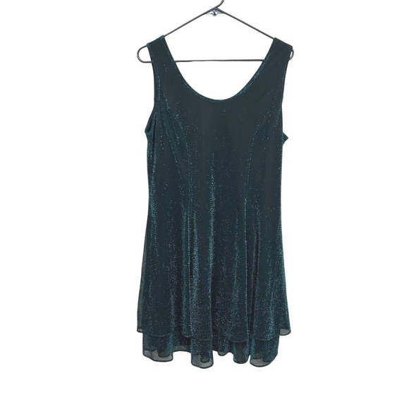 Vintage Emerald Green Sparkle Dress Sleeveless Party Evening Cocktail - Picture 1 of 9